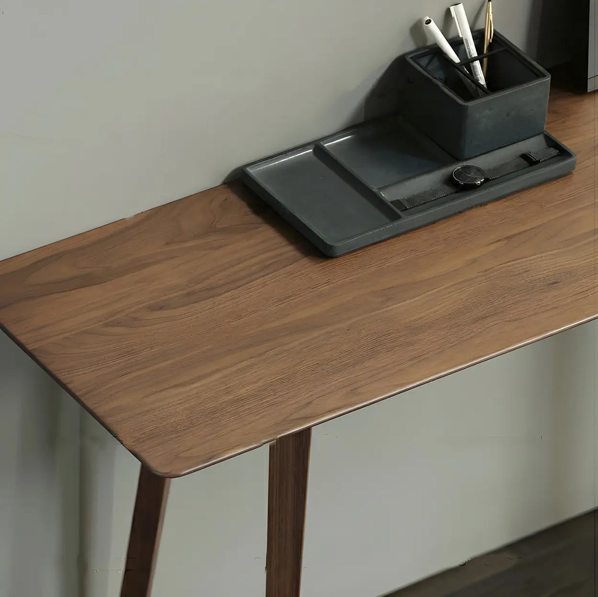 Modern Minimalist Rectangular Wooden Brown Console Table Image - 8