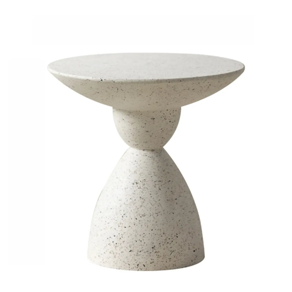 Modern Minimalist Sculpted Round White Pedestal Side Table Image - 5