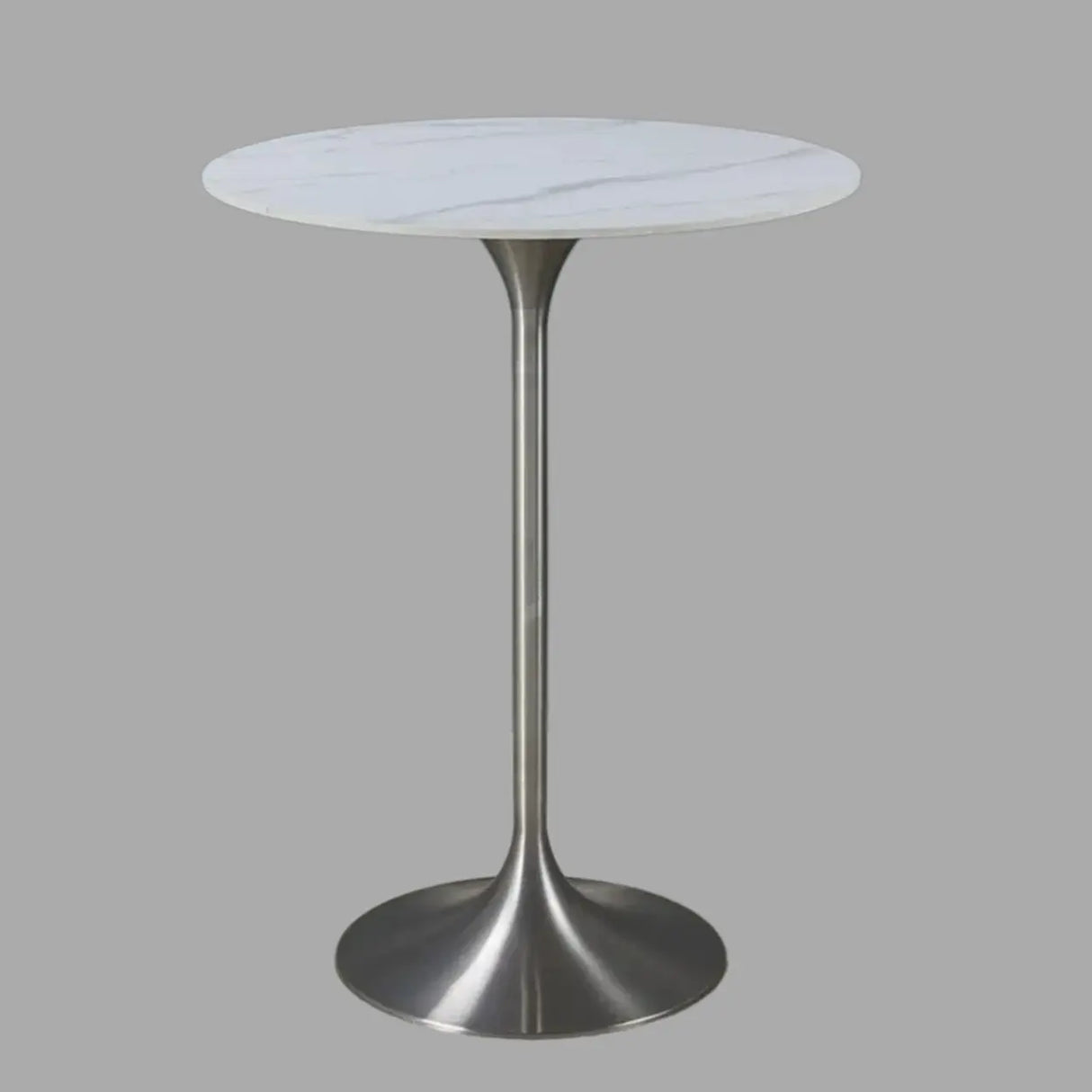 Modern Minimalist Small Round Stone Bistro Bar Table Image - 5