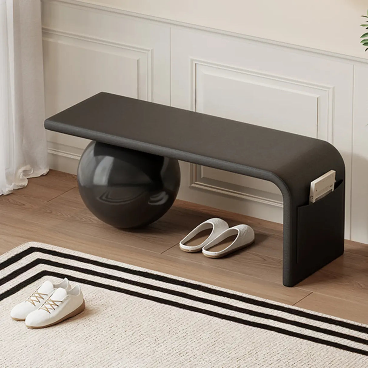 Modern Minimalist Sphere Leg Bench Set for Living Rooms Image - 2