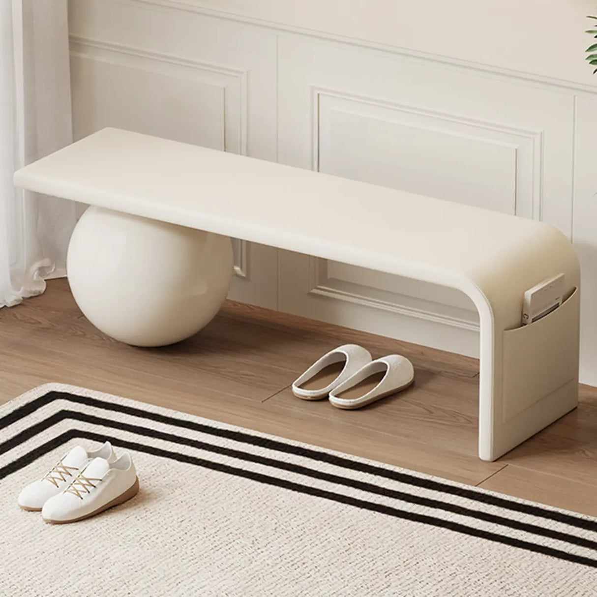 Modern Minimalist Sphere Leg Bench Set for Living Rooms Image - 5