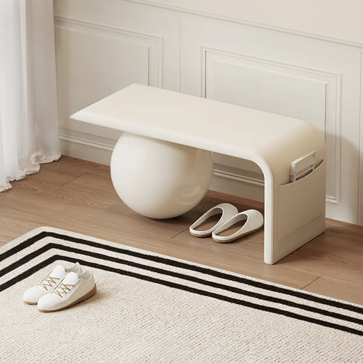 Modern Minimalist Sphere Leg Bench Set for Living Rooms Image - 9