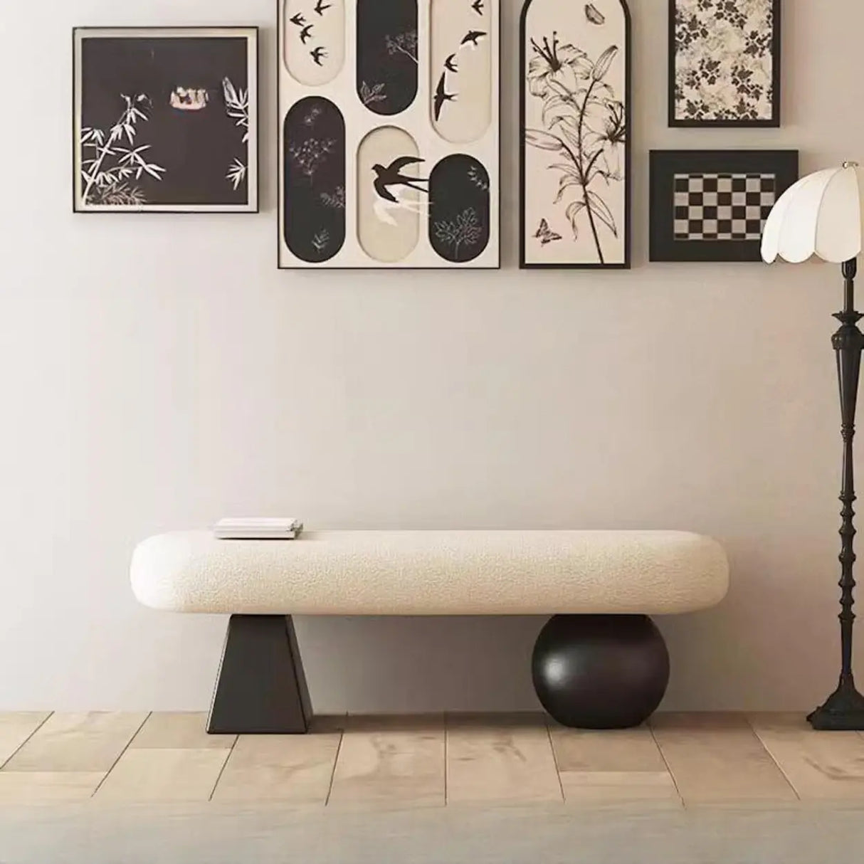 Modern Minimalist Upholstered Bench for Living Room Décor Image - 1