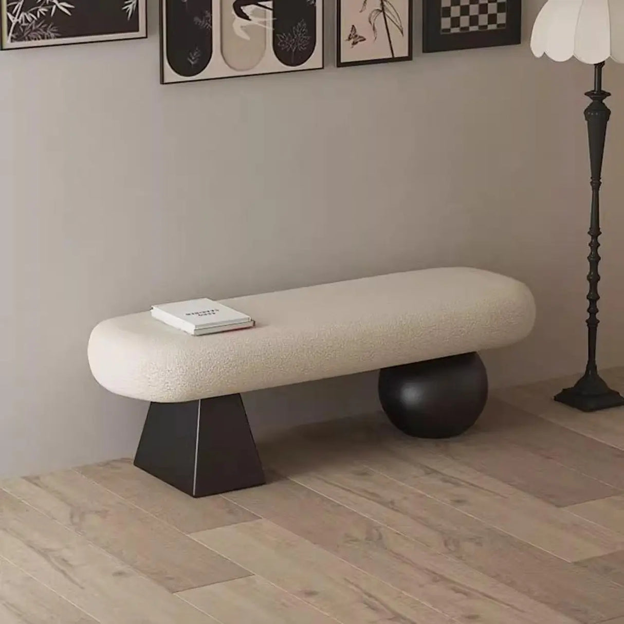 Modern Minimalist Upholstered Bench for Living Room Décor Image - 2