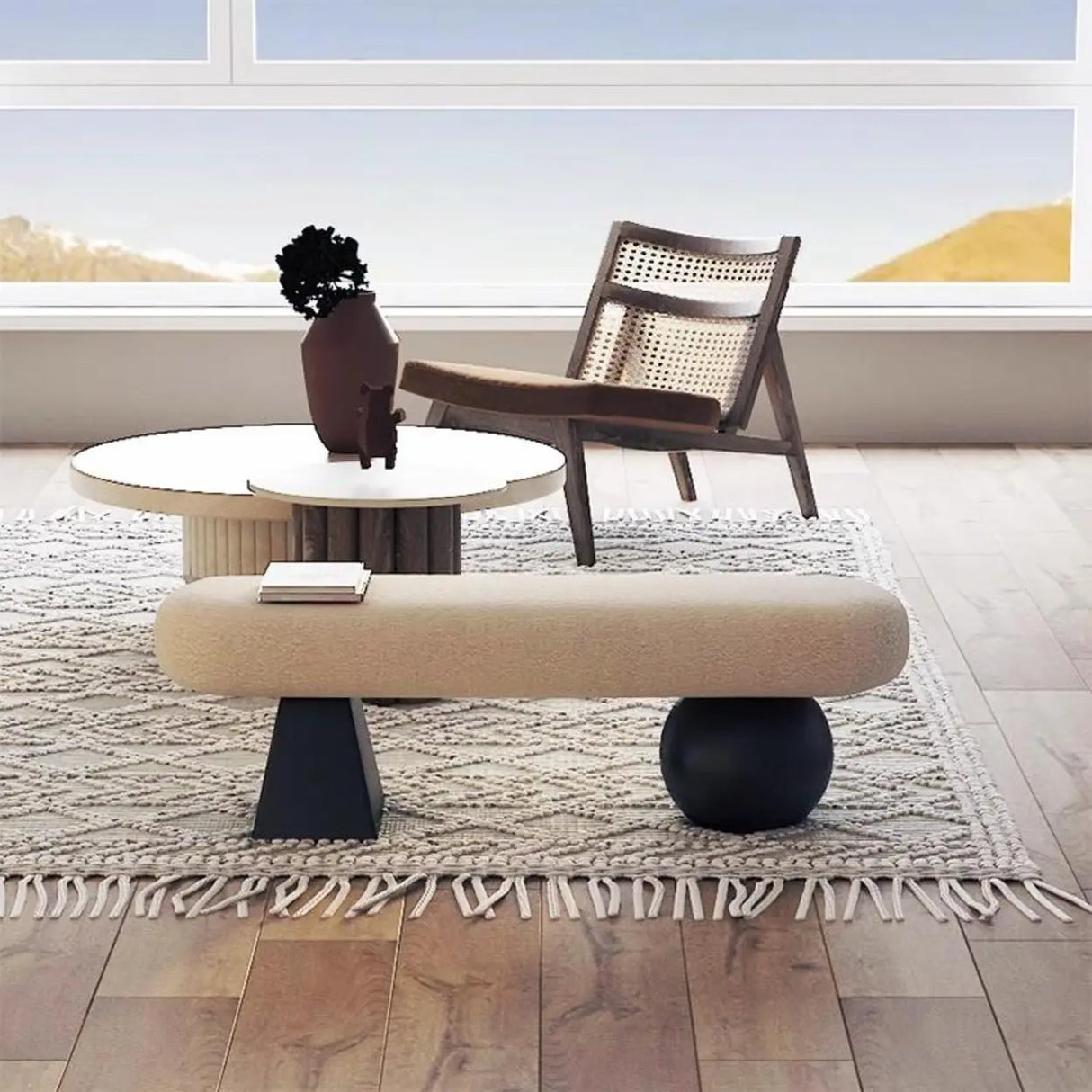 Modern Minimalist Upholstered Bench for Living Room Décor Image - 3