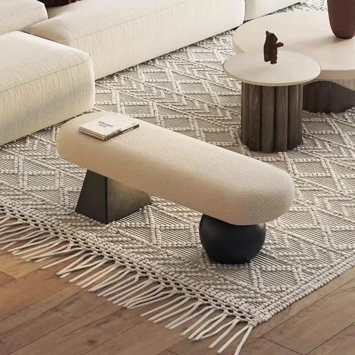 Modern Minimalist Upholstered Bench for Living Room Décor Image - 4