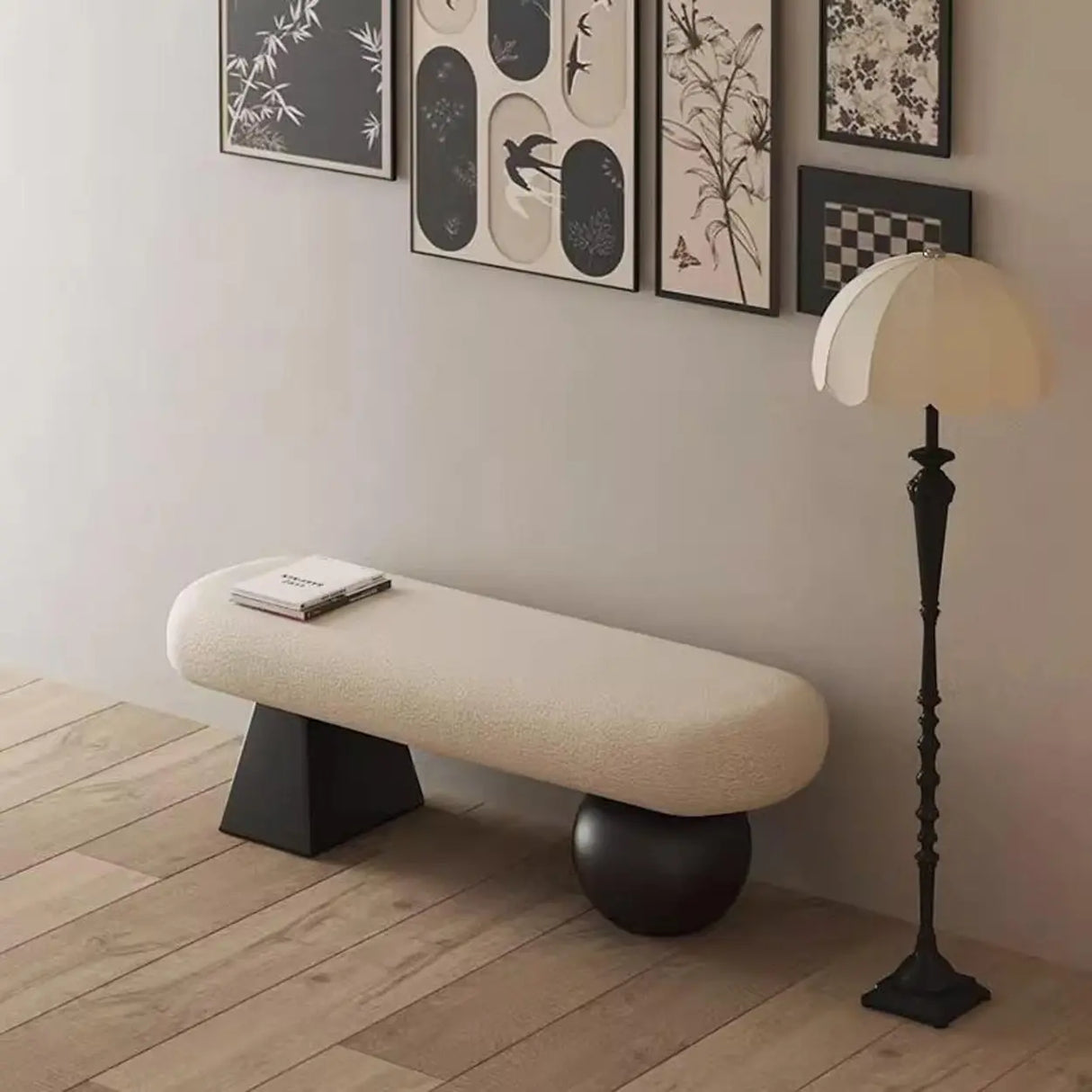 Modern Minimalist Upholstered Bench for Living Room Décor Image - 5