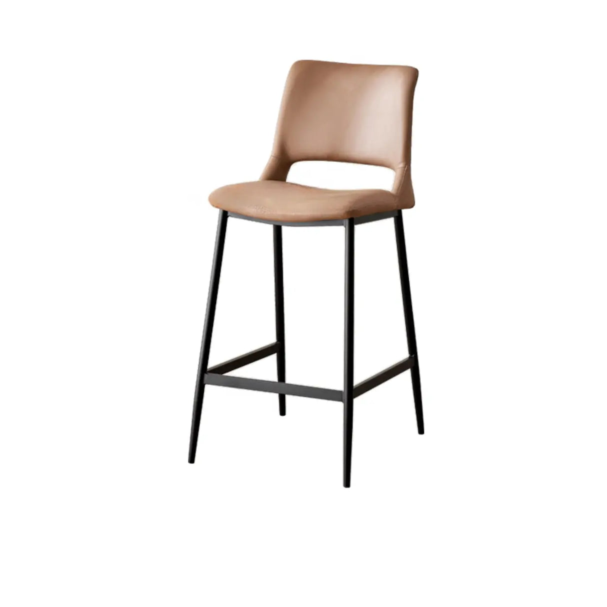 Modern Minimalist Upholstered Low Back Leather Saddle Bar Stool Image - 3