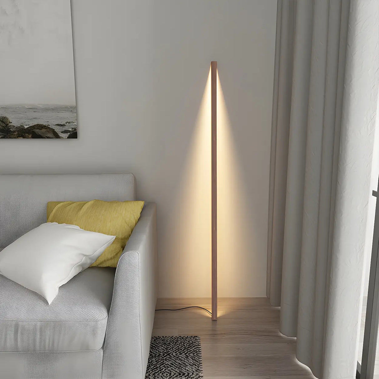 Modern Minimalist Vertical Wood Design Floor Lamp Image - 7