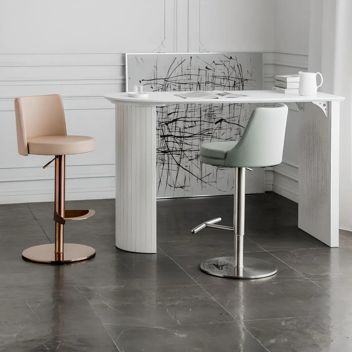 Modern Minimalist White Counter Height Bar Table Image - 2