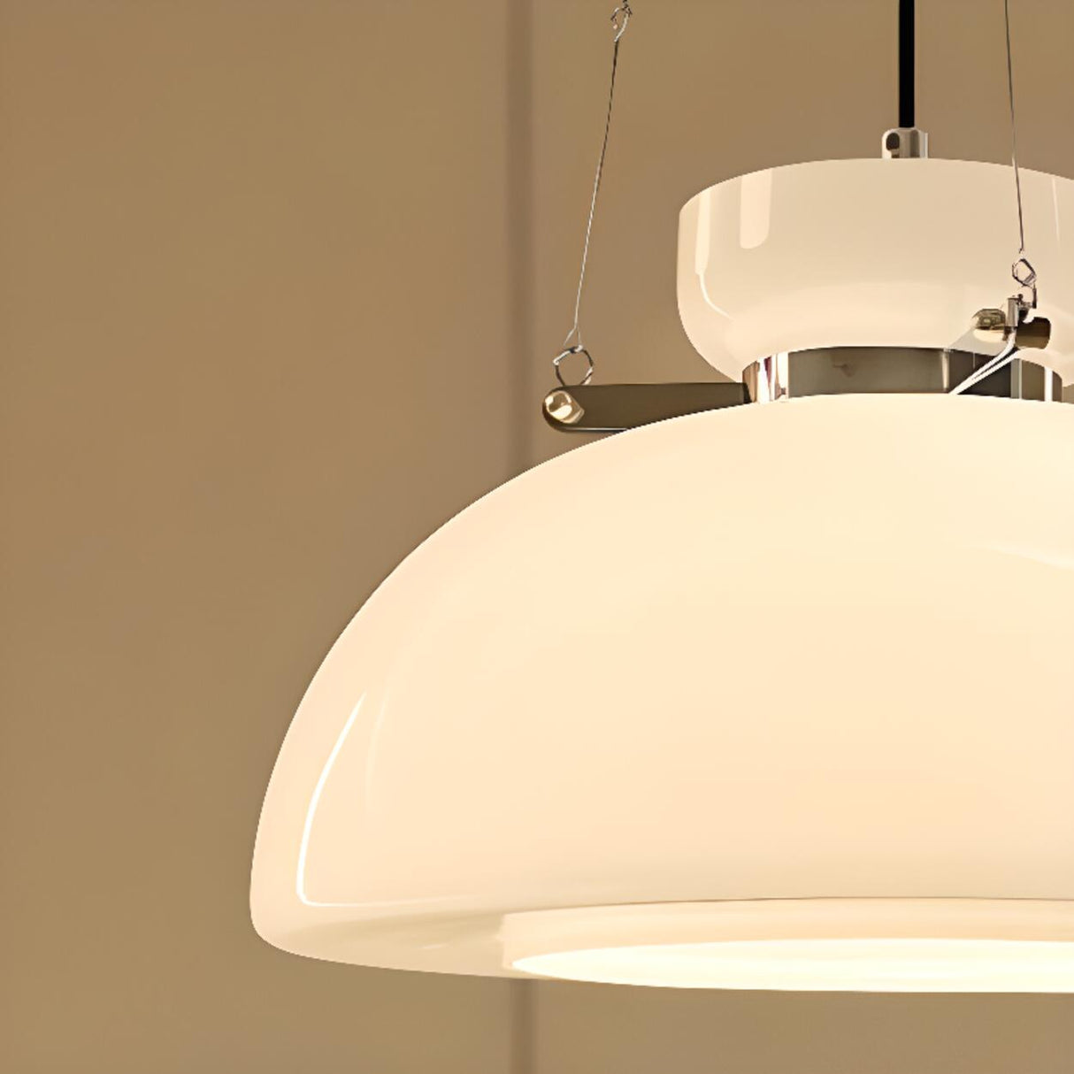 Modern Minimalist White Glass Dome Pendant Light Image - 10