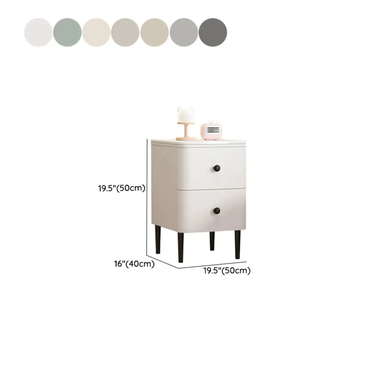 Modern Minimalist White Marble Top Nightstand with Drawers Image - 16