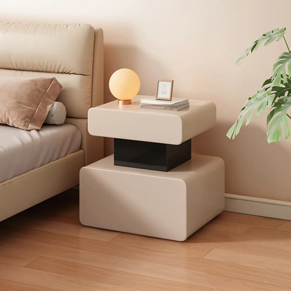 Modern Minimalist White Nightstand with Drawer Storage Image - 1