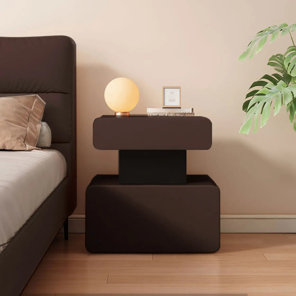 Modern Minimalist White Nightstand with Drawer Storage Image - 11