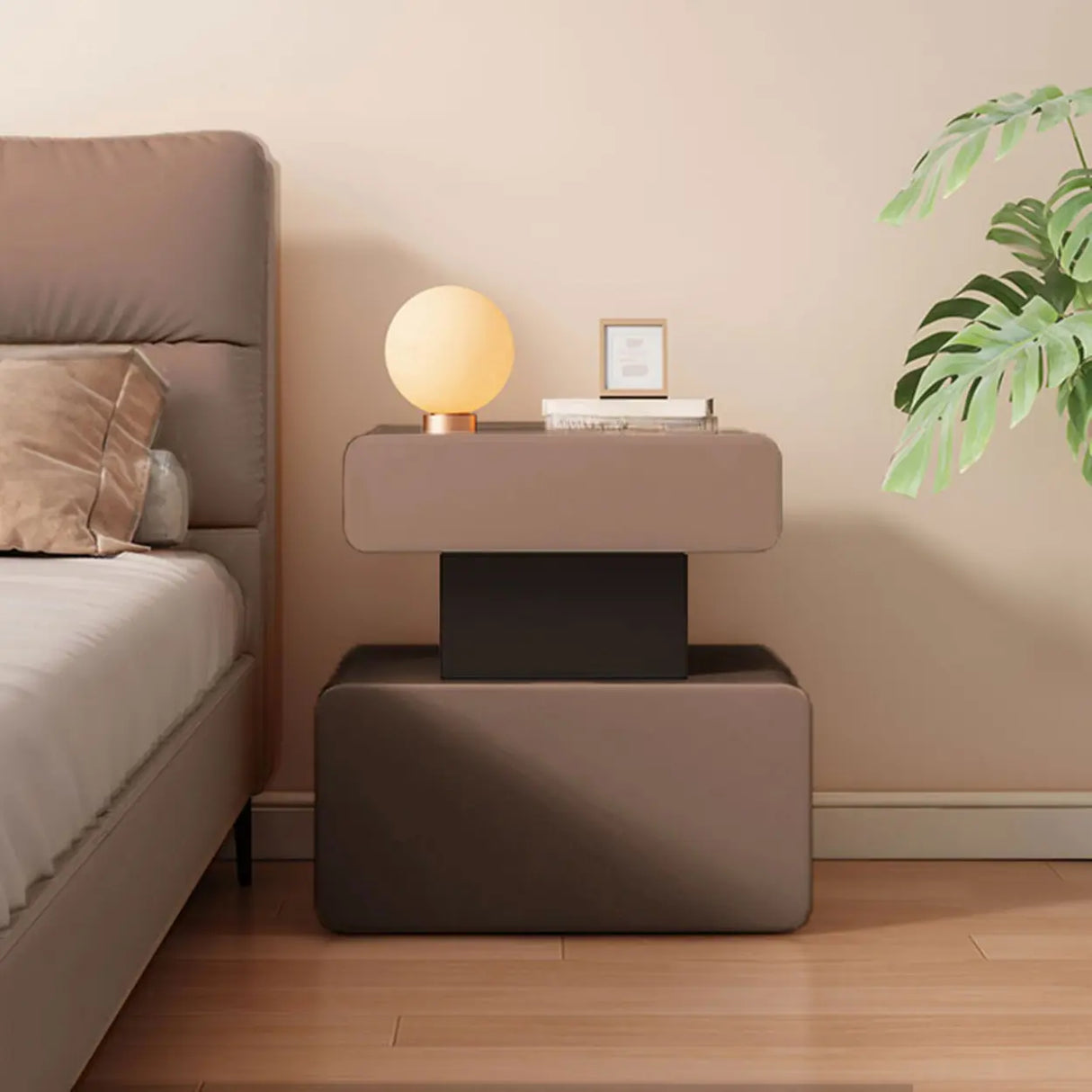 Modern Minimalist White Nightstand with Drawer Storage Image - 12