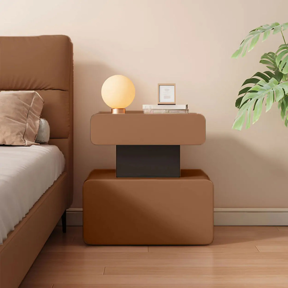 Modern Minimalist White Nightstand with Drawer Storage Image - 13