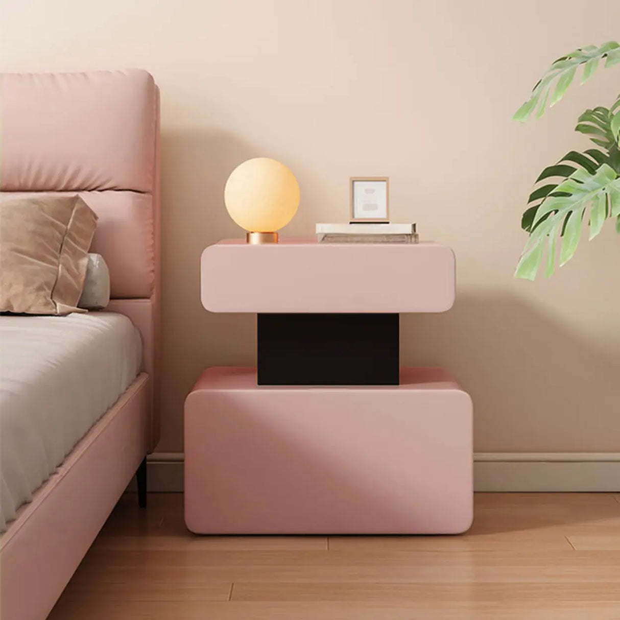 Modern Minimalist White Nightstand with Drawer Storage Image - 14