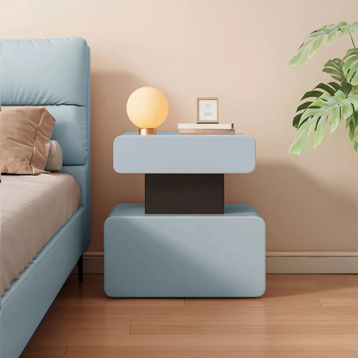 Modern Minimalist White Nightstand with Drawer Storage Image - 15