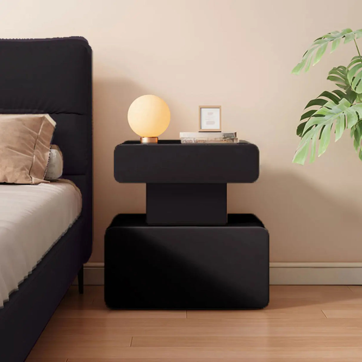 Modern Minimalist White Nightstand with Drawer Storage Image - 16