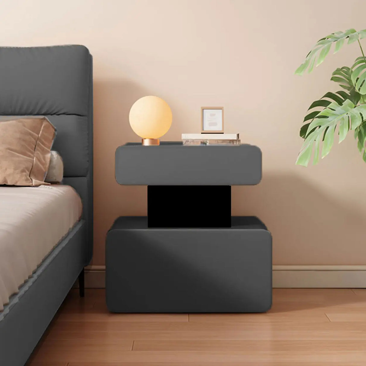 Modern Minimalist White Nightstand with Drawer Storage Image - 7