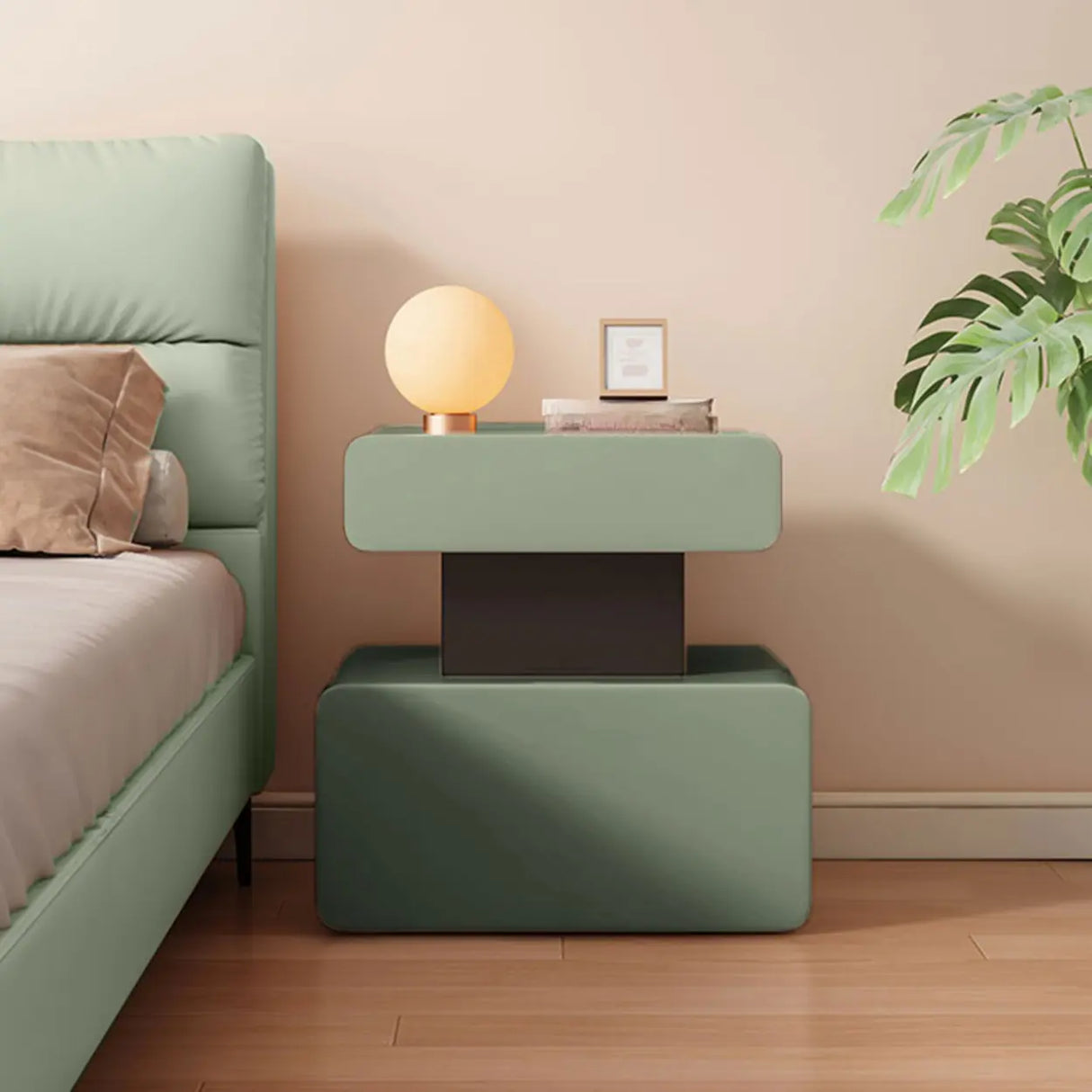 Modern Minimalist White Nightstand with Drawer Storage Image - 9