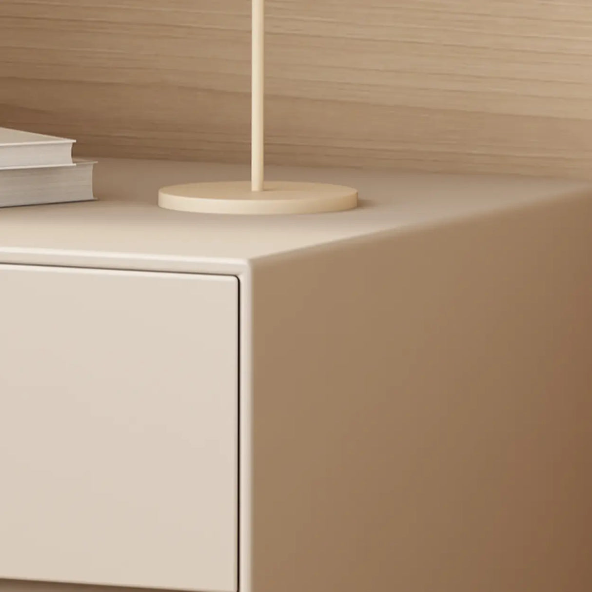 Modern Minimalist White Nightstand with Drawers and Legs Image - 11