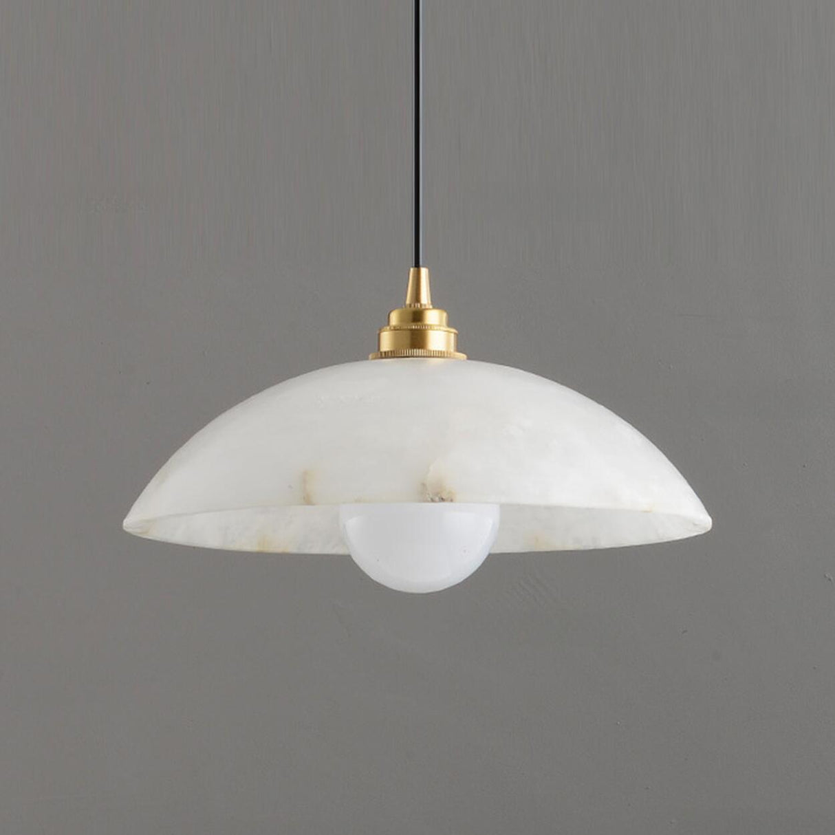 Modern Minimalist White Stone Round Pendant Light Image - 10