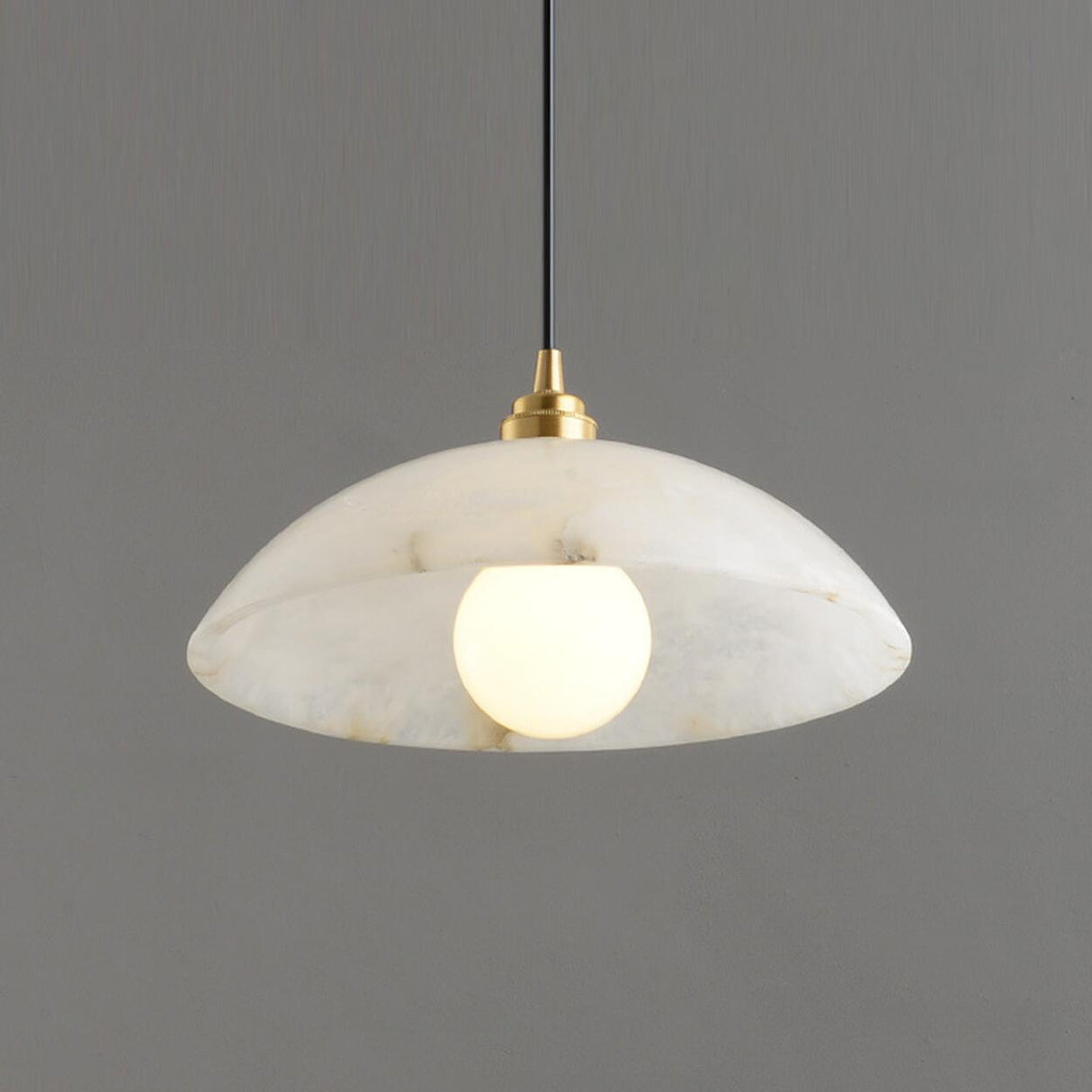 Modern Minimalist White Stone Round Pendant Light Image - 11