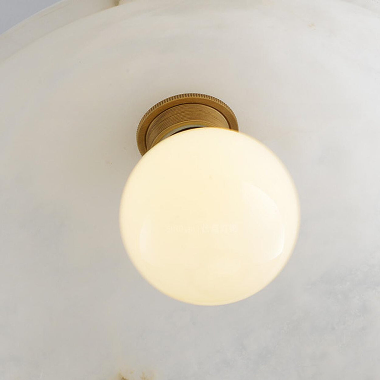 Modern Minimalist White Stone Round Pendant Light Image - 12