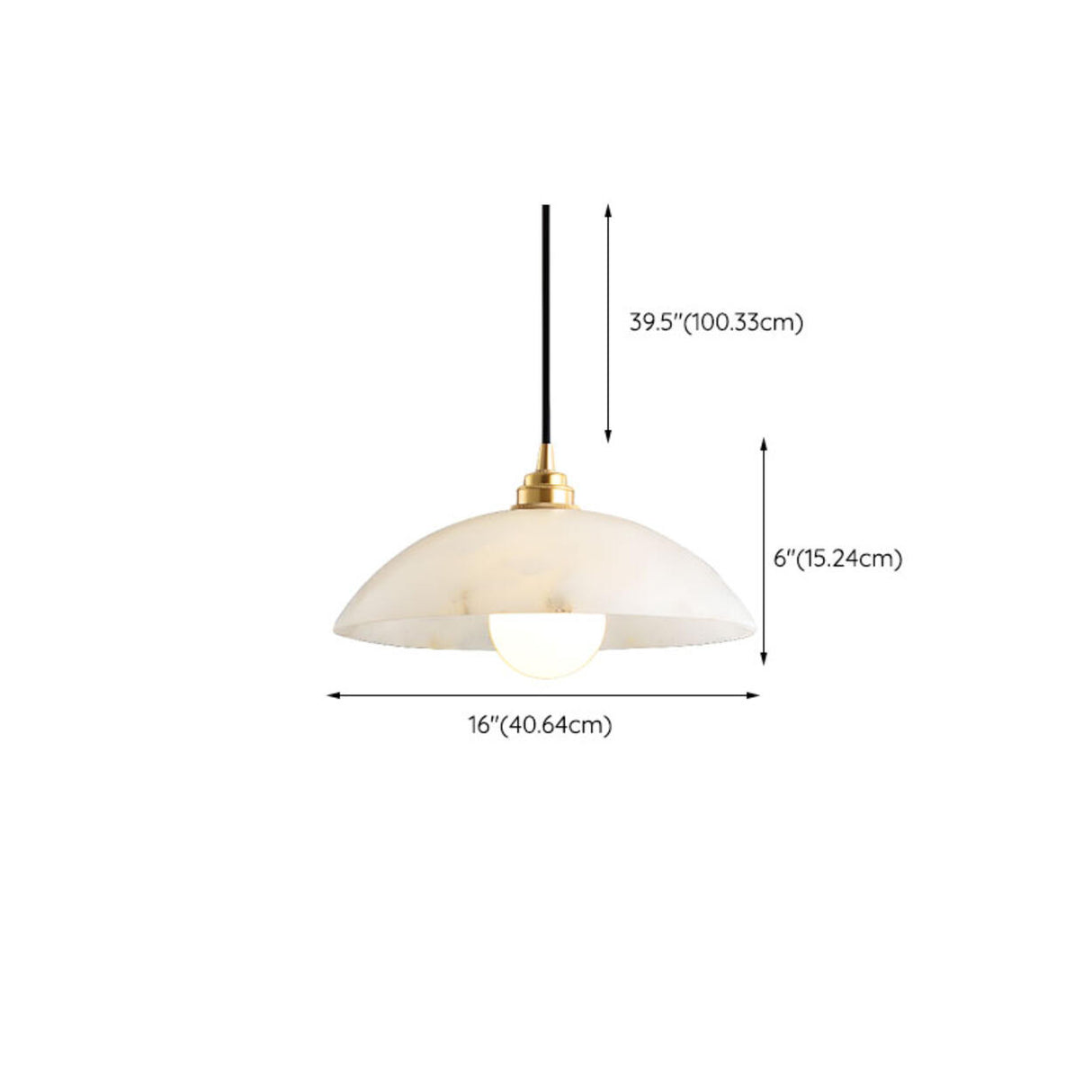 Modern Minimalist White Stone Round Pendant Light Image - 16
