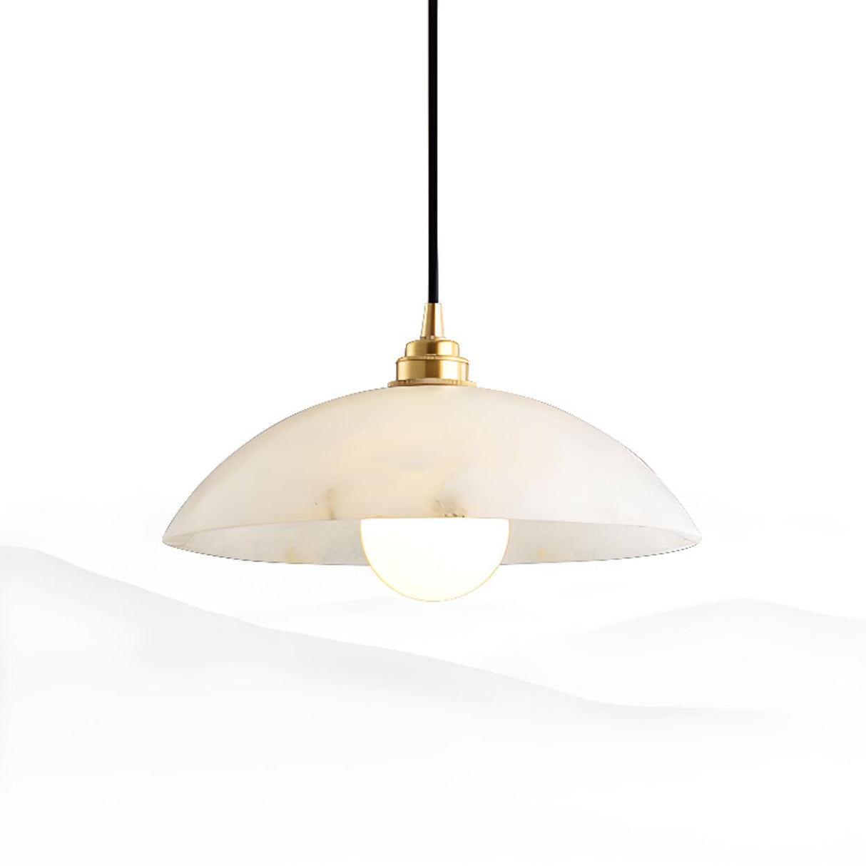 Modern Minimalist White Stone Round Pendant Light Image - 6