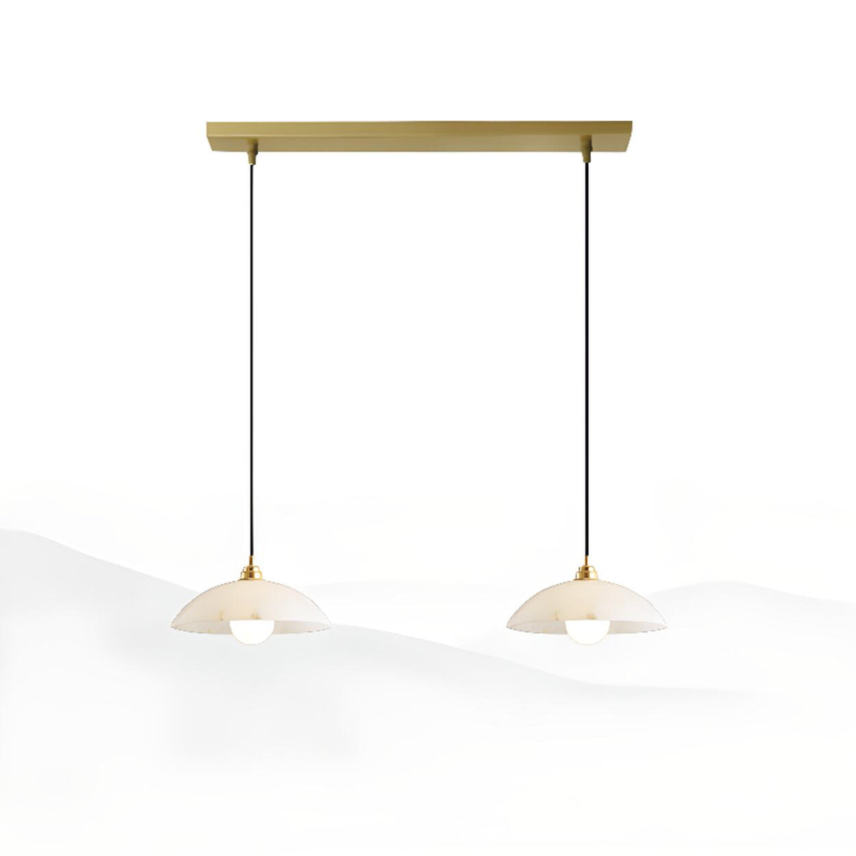 Modern Minimalist White Stone Round Pendant Light Image - 7