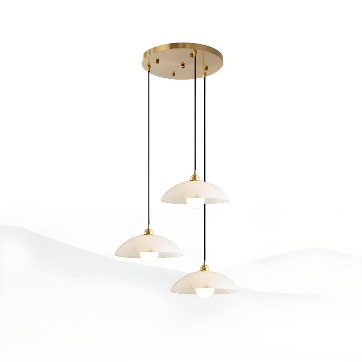 Modern Minimalist White Stone Round Pendant Light Image - 8