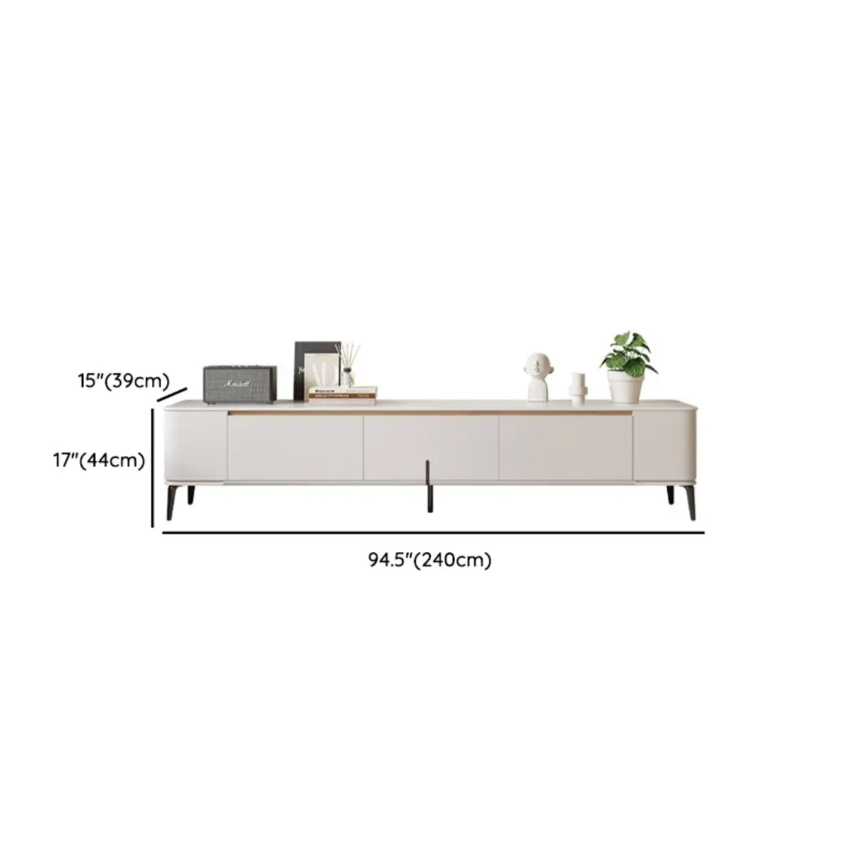 Modern Minimalist White TV Stand with Storage Image - 13