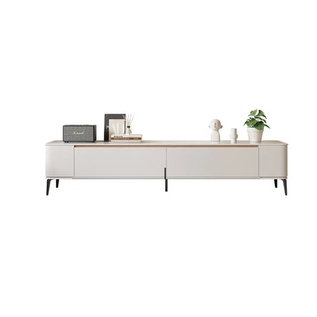 Modern Minimalist White TV Stand with Storage Image - 2