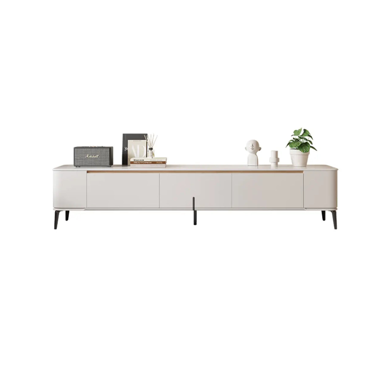 Modern Minimalist White TV Stand with Storage Image - 3