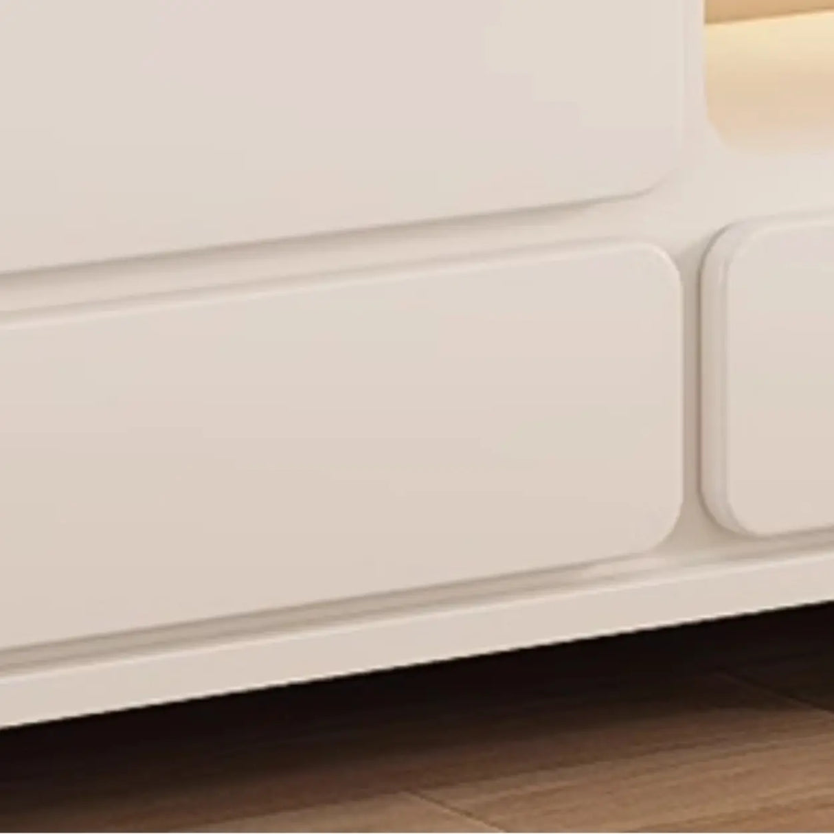 Modern Minimalist White TV Stand with Storage Drawers Image - 6
