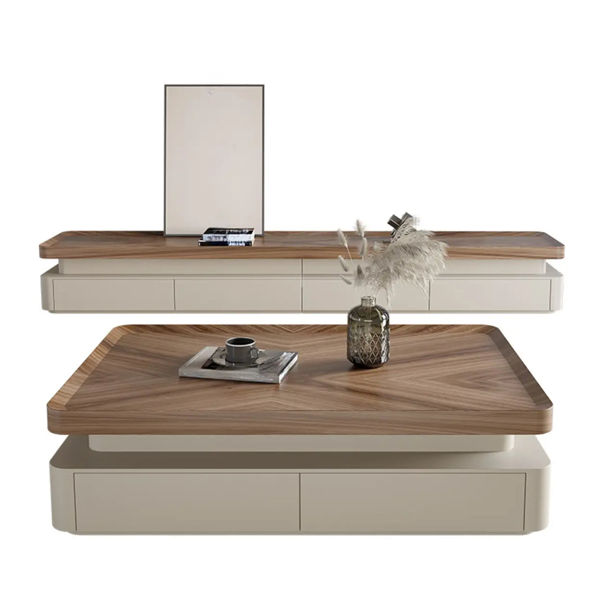 Modern Minimalist Wood TV Stand with Storage Image - 4