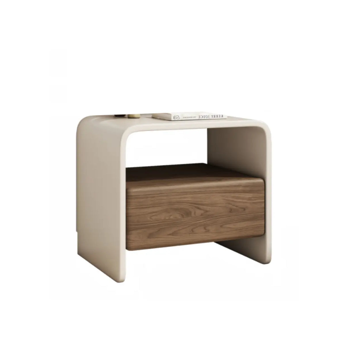 Modern Minimalist Wood White Nightstand with Drawer & Shelf Image - 2