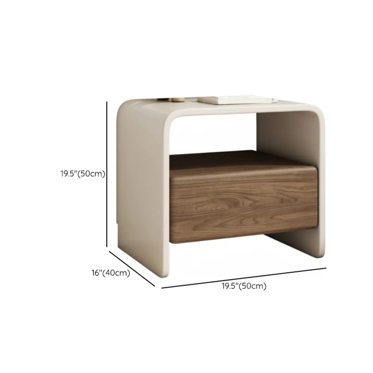 Modern Minimalist Wood White Nightstand with Drawer & Shelf Image - 8