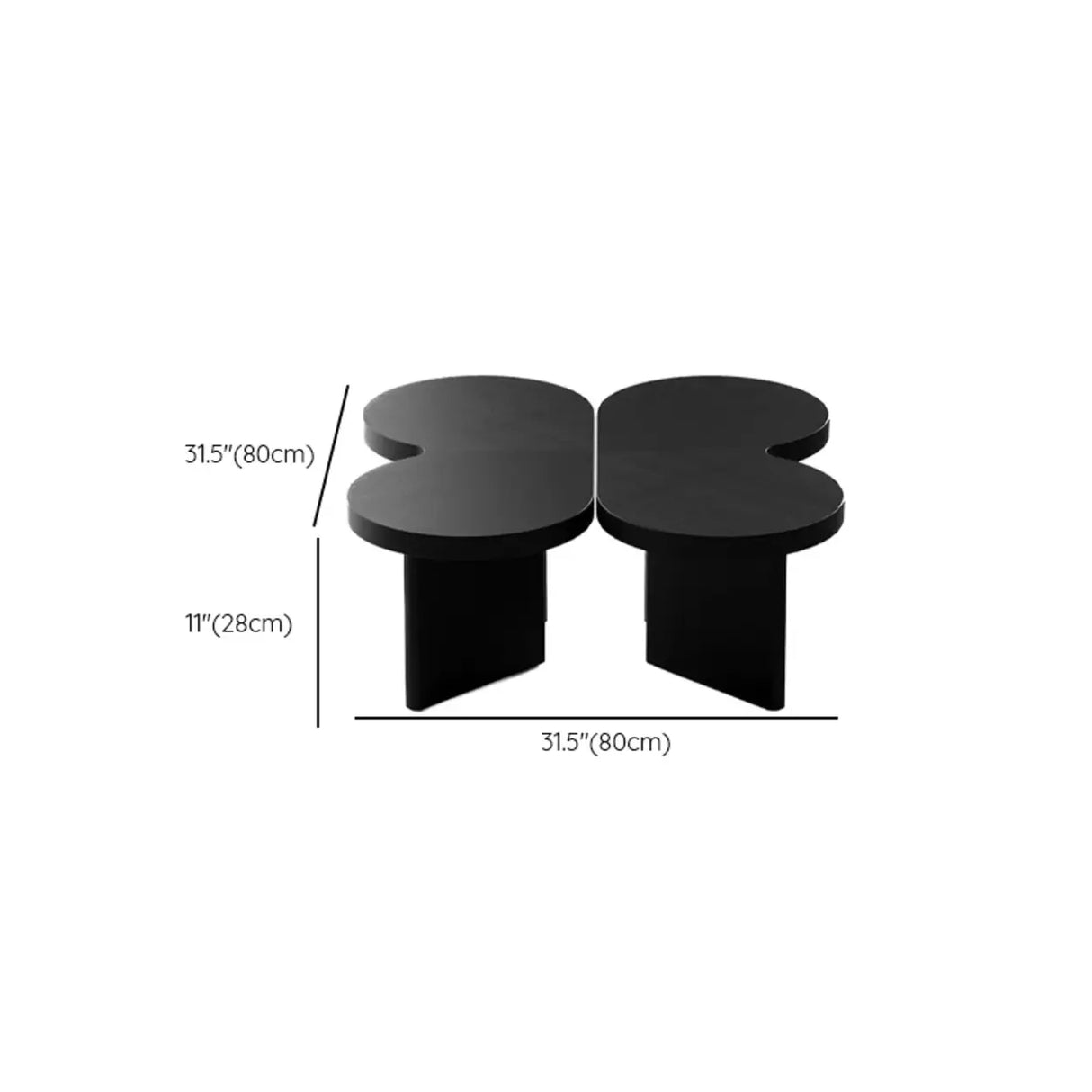Modern Modular Black Clover Bunching Coffee Table Set of Two