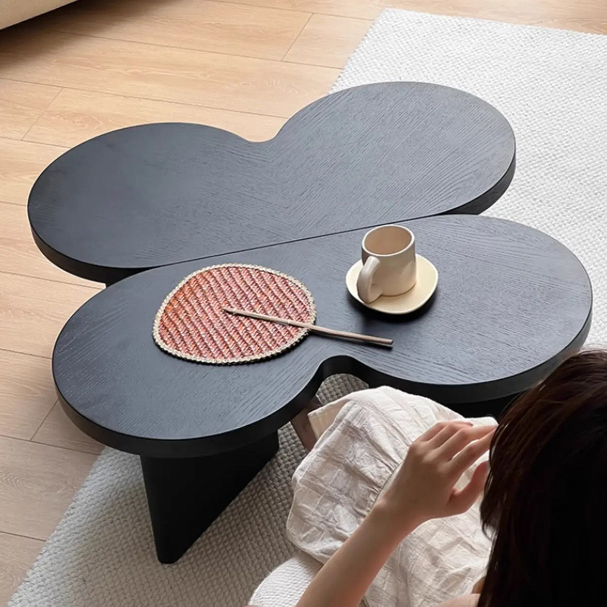 Modern Modular Black Clover Bunching Coffee Table Set of Two Image - 5