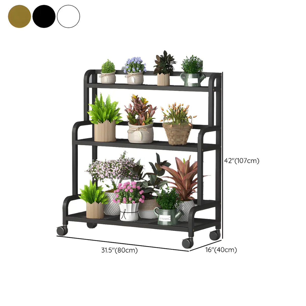 Modern Movable Rectangular White Metal Plant Stand Image - 22