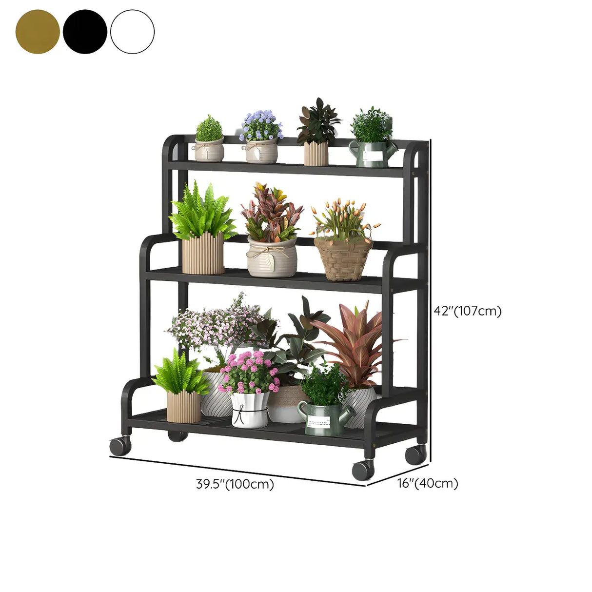 Modern Movable Rectangular White Metal Plant Stand Image - 23