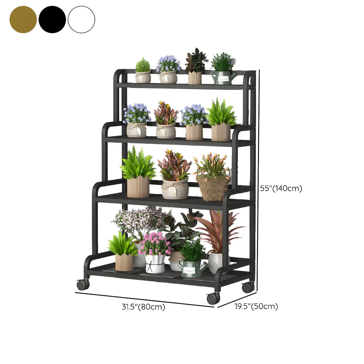 Modern Movable Rectangular White Metal Plant Stand Image - 26