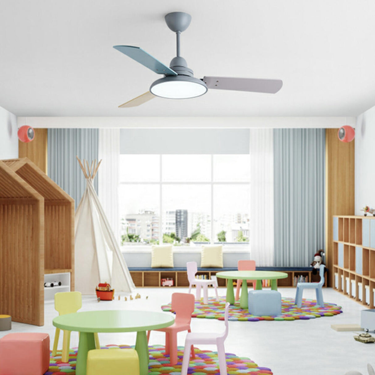 Modern Multi Color 3 Blade LED Ceiling Fan with Light Image - 1