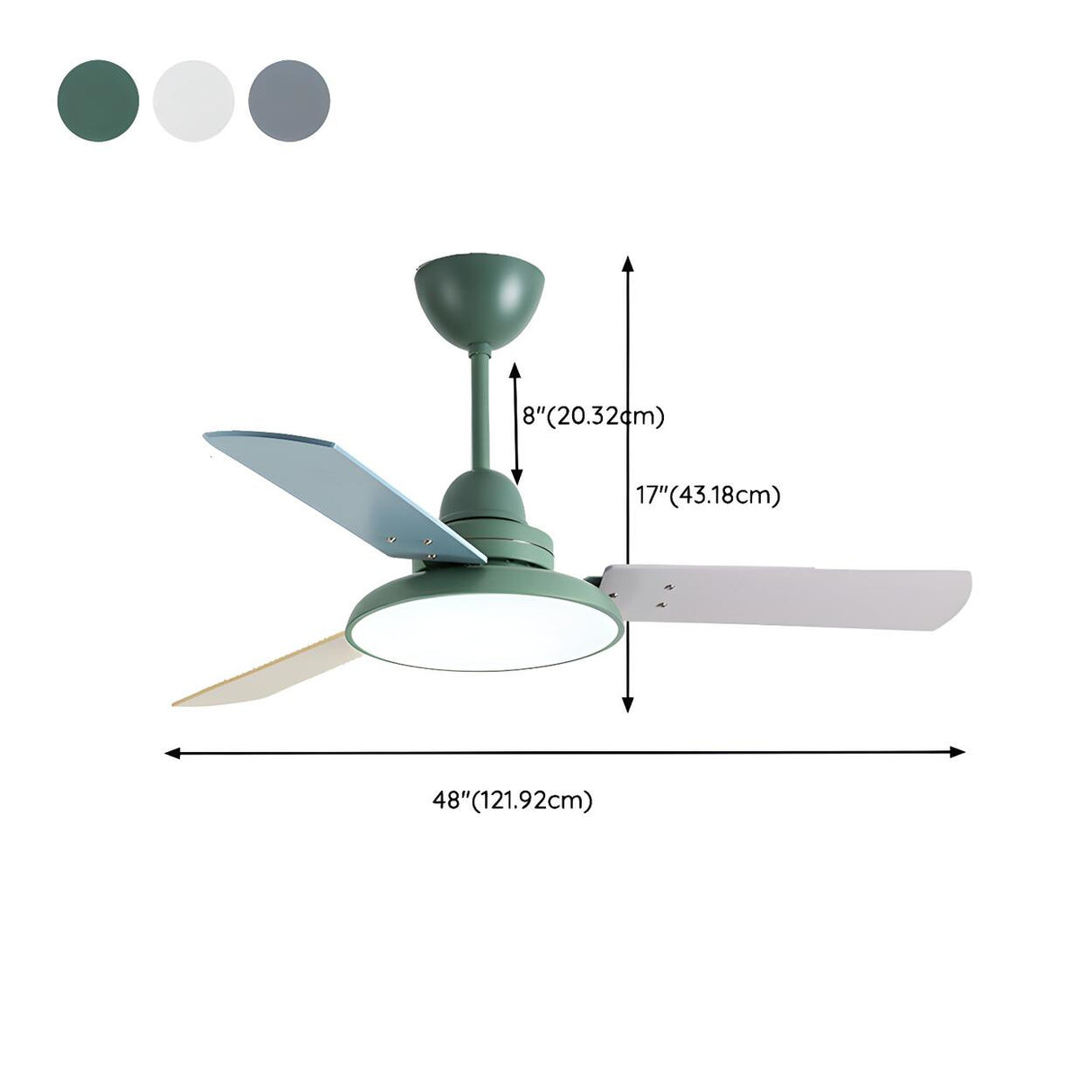 Modern Multi Color 3 Blade LED Ceiling Fan with Light Image - 15