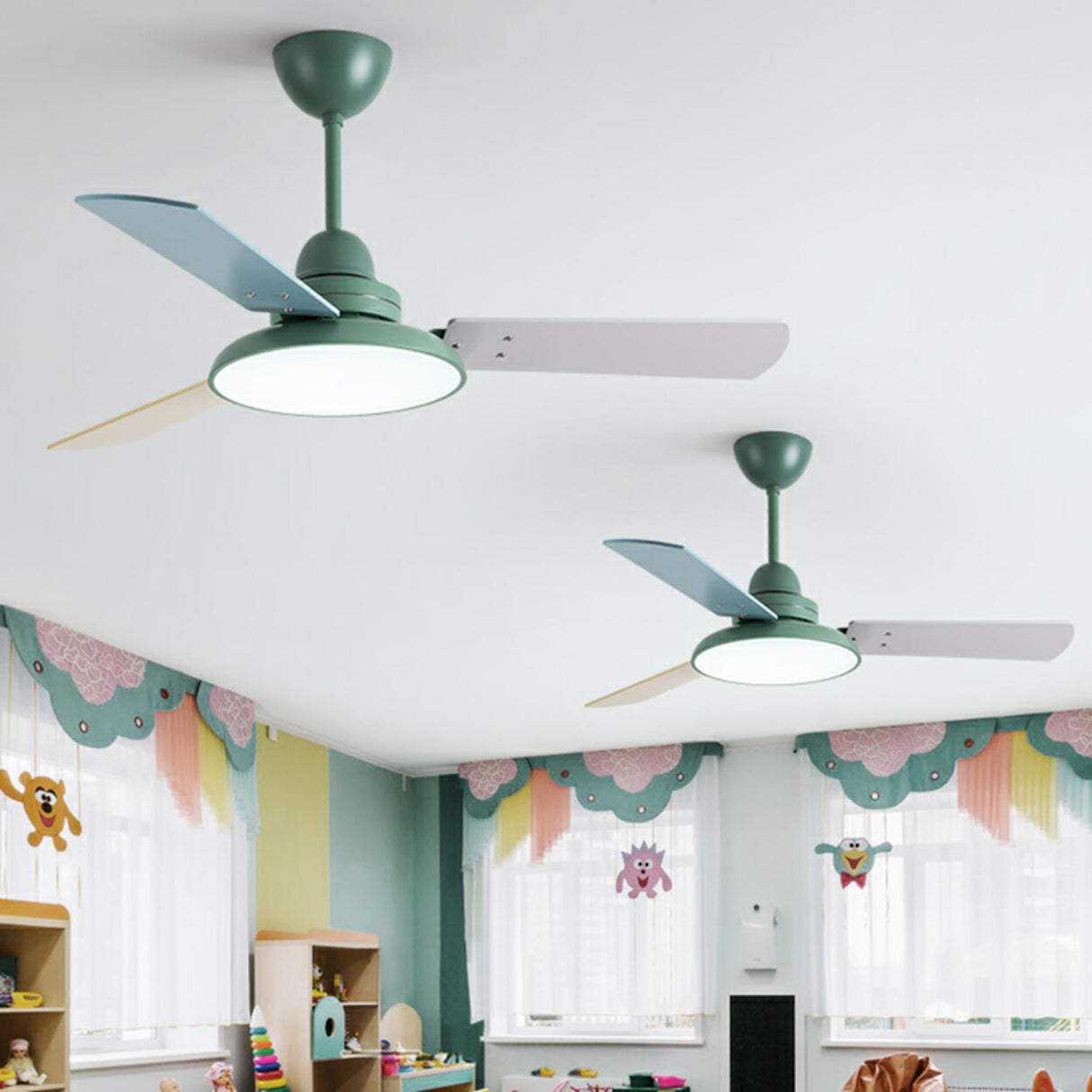 Modern Multi Color 3 Blade LED Ceiling Fan with Light Image - 3
