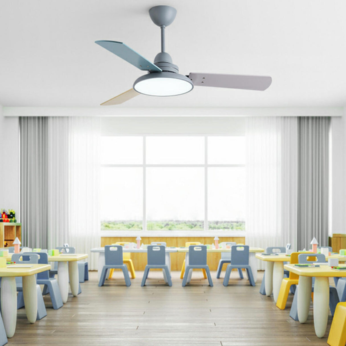 Modern Multi Color 3 Blade LED Ceiling Fan with Light Image - 4