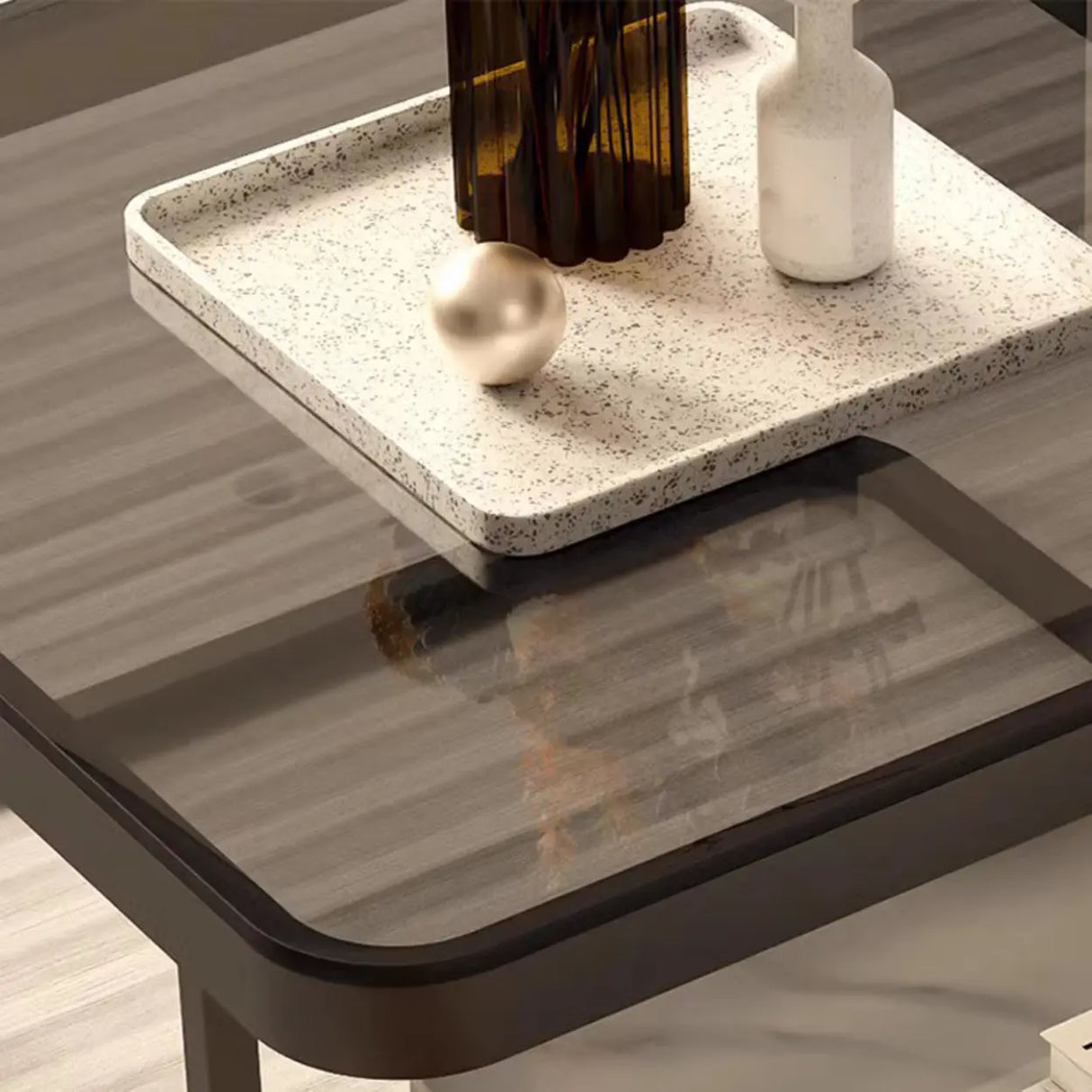 Modern Multi-Function Square Iron Coffee Tables Set Image - 10